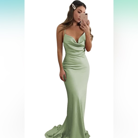 Ripple Effect Spaghetti Strap Dress in Sage main image 0